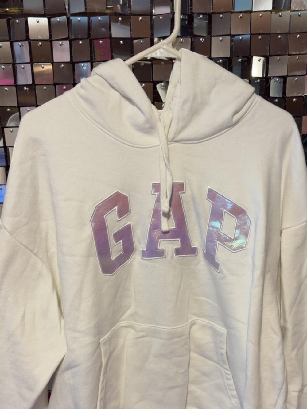 GAP XL WOMENS Hoodie with Iridescent Pink Logo